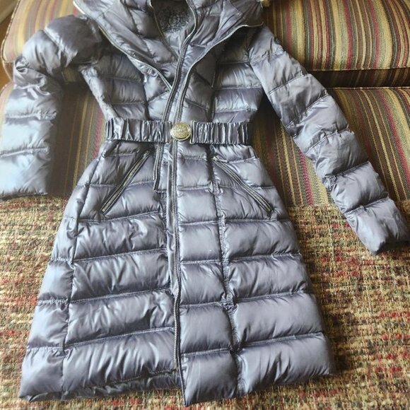 Dawn Levy gorgeous Pewter-colored winter jacket with attached belt. - Picture 2 of 9
